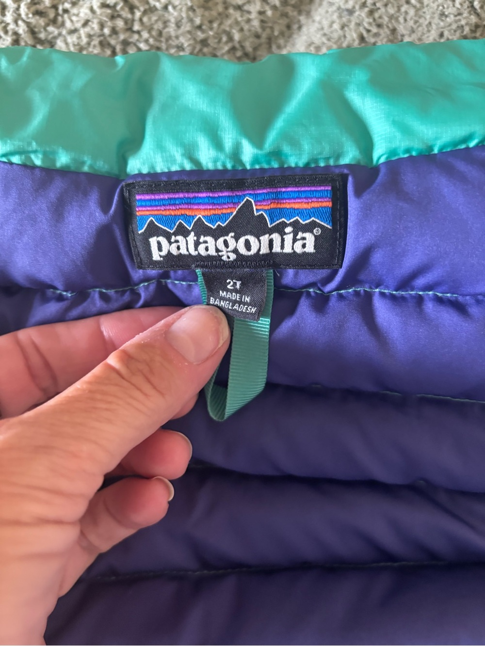 Patagonia Winter Ski Outdoors Kids quilted Down Sweater Jacket Puffer Sz 2T - Picture 5 of 8